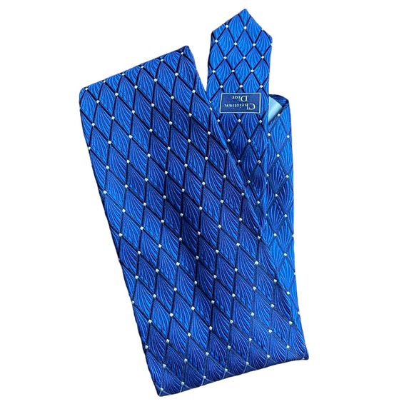 Dior Homme Geometric Blue Silk Tie - Picture 2 of 7